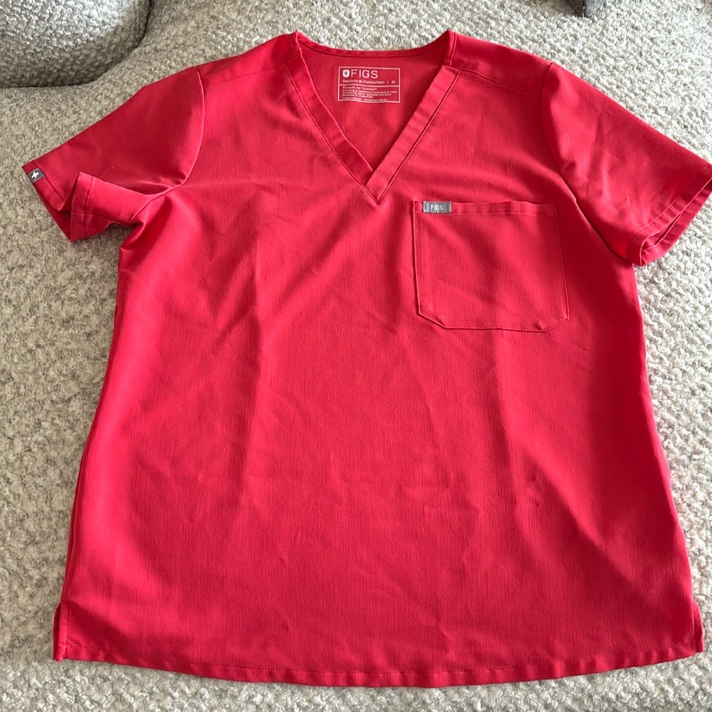 Figs Catarina neon red scrub top
